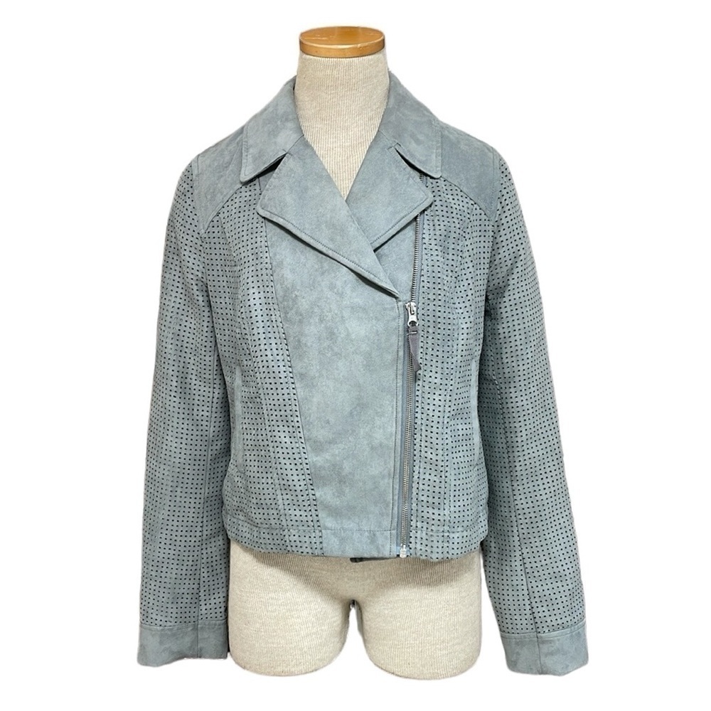 Anthropologie Hei Hei Jacket Women's Small Grey Perforated Cropped Jacket Zip